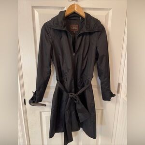 Cole Haan Trench Women’s Small Black Jacket Rain Wind Belted Bow Detail